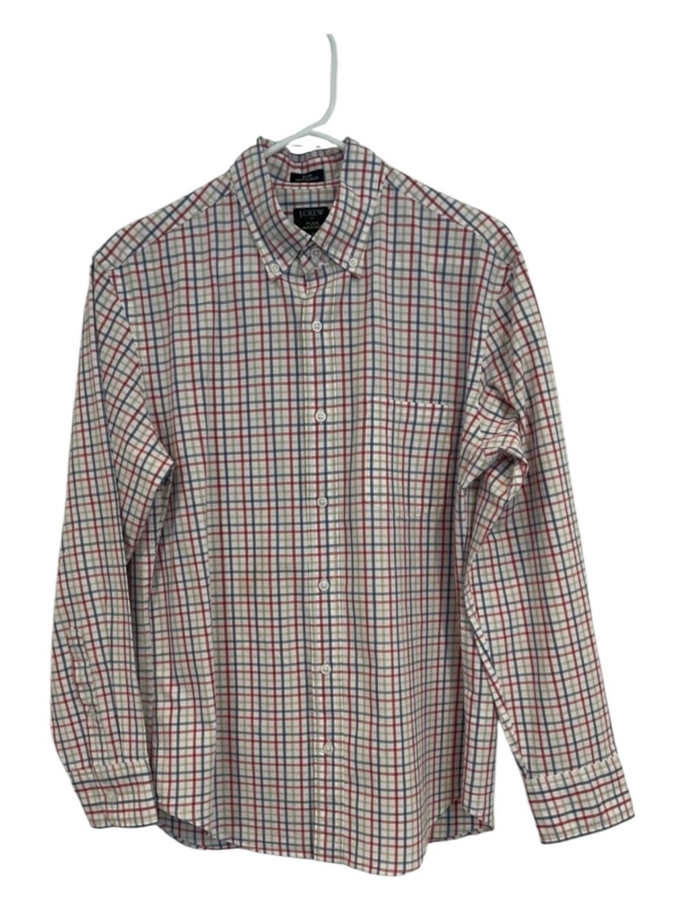 J CREW Men's Button Down Flex Wash Slim Fit Muted Red White Blue Tan New Large